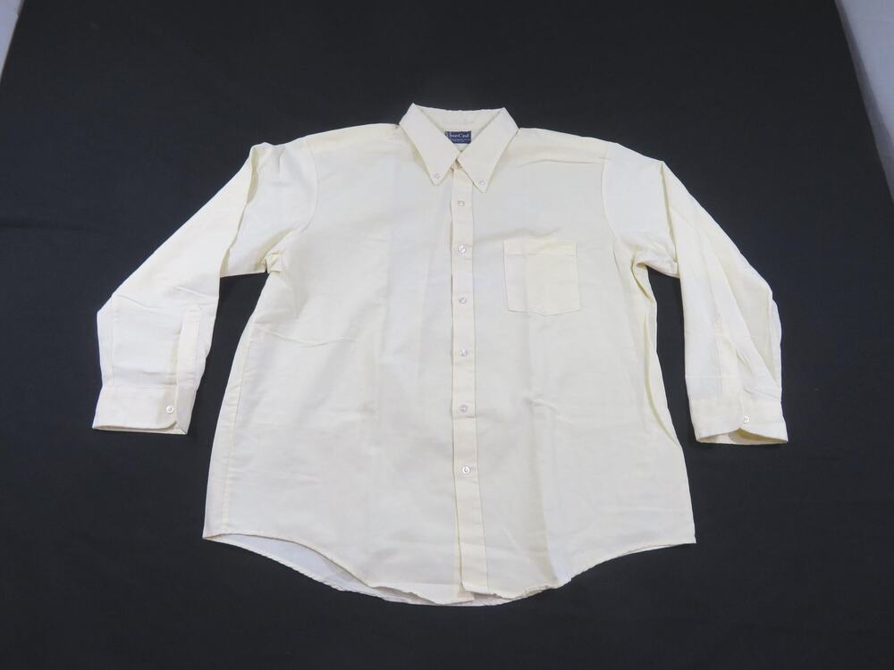 DeeCee Oxford Shirt Button Down Pale Yellow Made in USA Sz 17.5 33 1970s